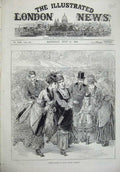 Original Old Antique Print 1874 Summer Skating Prince'S Ground Brompton 19th