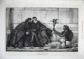 Original Old Antique Print 1874 Men Monk Angel Statue Native Wallis Fine Art