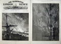 Antique Old Print Burning Landing Stage Liverpool 1874 Fine Art Ships Sea 19th