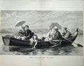Antique Old Print 1874 Fine Art Pleasure Party Families River Boat Flower 19th