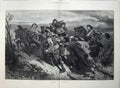 Antique Old Print 1874 Fine Art Men Children Horse Cart Escaping Pasquier 19th