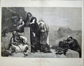 Antique Old Print 1874 Captives Native Men Weapons Women Hostage Fine Art 19th
