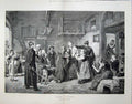 Original Old Antique Print 1874 Fine Art Policemen House Man Children Lasch