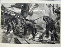 Old Antique Print 1874 Fine Art Short Handed Smythe Deck Ship Men Storm 19th