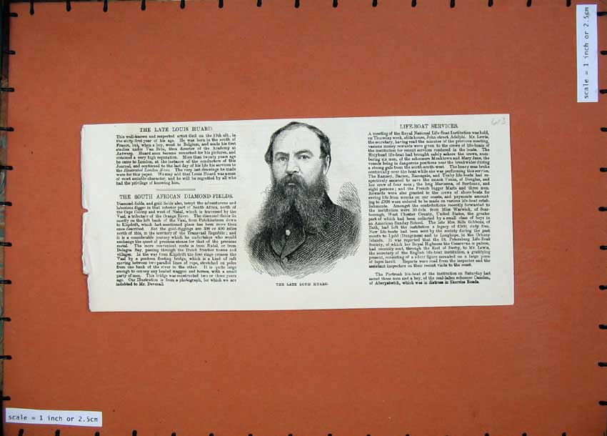 Original Old Antique Print 1874 Portrait Louis Huard Artist Man Academy Antwerp