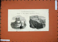 Original Old Antique Print 1874 Ireland Carrickfergus Castle Giants Causeway