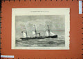 Original Old Antique Print State Indiana State Line Glasgow New York Sea 1874
