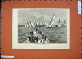 Original Old Antique Print 1874 International Yacht Race Havre Sailing Ship Art