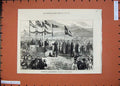 Original Old Antique Print 1874 Scandanavian Men Presenting Address Icelanders