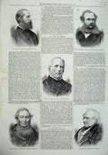 Original Old Antique Print 1875 Men Arthur Gordon Jervois Quinet Osment Rogers
