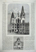 Old Antique Print 1875 Memorial Hall Farringdon Street Chapel Duke Nice 19th