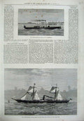 Old Antique Print Steam Launch Ship Mab 1875 Screw Nyanza Cospatrick War 19th