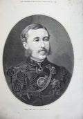 Original Old Antique Print 1875 Fine Art Portrait Duke Connaught Army Medals