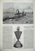 Old Antique Print 1875 Bessemer Saloon Ship Calais Pier Magdala Cup Buffs 19th