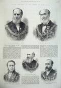 Old Antique Print 1875 Freemasons Fenn Monckton Bent Hervey Woods Officer 19th