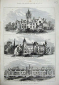 Old Antique Print 1875 Freemasons Benevolent Institution Girls Boys Aged 19th