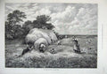 Old Antique Print 1875 Fine Art Barley Harvest Farming Hay-Stack Fine Art 19th