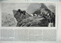 Original Old Antique Print 1875 War Army Rocks Watching Horses Cows Sheep Lange