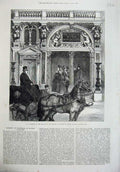 Original Old Antique Print 1875 Entrance Gallery Society Painters Building Art