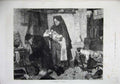 Original Old Antique Print 1875 Fine Art Widower Woman Baby Man Crying Gunther