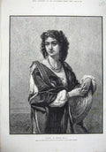 Original Old Antique Print 1875 Fine Art Portrait Fatima Woman Charles Bellay