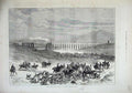 Original Old Antique Print 1875 Fox Hunting Campagna Roman Itlay Viaduct Horses
