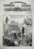 Old Antique Print 1875 Unveiling Statue Daniel Manin Venice Architecture 19th