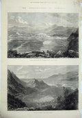Old Antique Print 1875 View Ephesus Mount Coressus Mountains Pauls Prison 19th