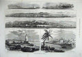 Old Antique Print 1875 Views Slave Coast Africa Mombovia Magadona Towns 19th