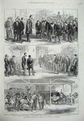 Old Antique Print 1875 China Japan Envoy Tokohama Railway Station Jeddo 19th