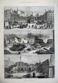 Old Antique Print 1875 Demolition Northumberland House Strand Front Art 19th