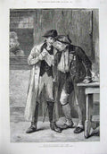 Original Old Antique Print 1875 Men Reading Letter War Gow 19th
