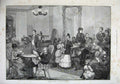 Original Old Antique Print 1875 American Sketches Hotel Life People Singing Art