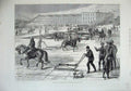Old Antique Print 1875 Ploughing Storing Ice Hudson River New York Winter 19th