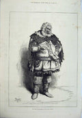 Original Old Antique Print 1875 Mr Phelps Falstaff Gaiety Theatre Costume 19th