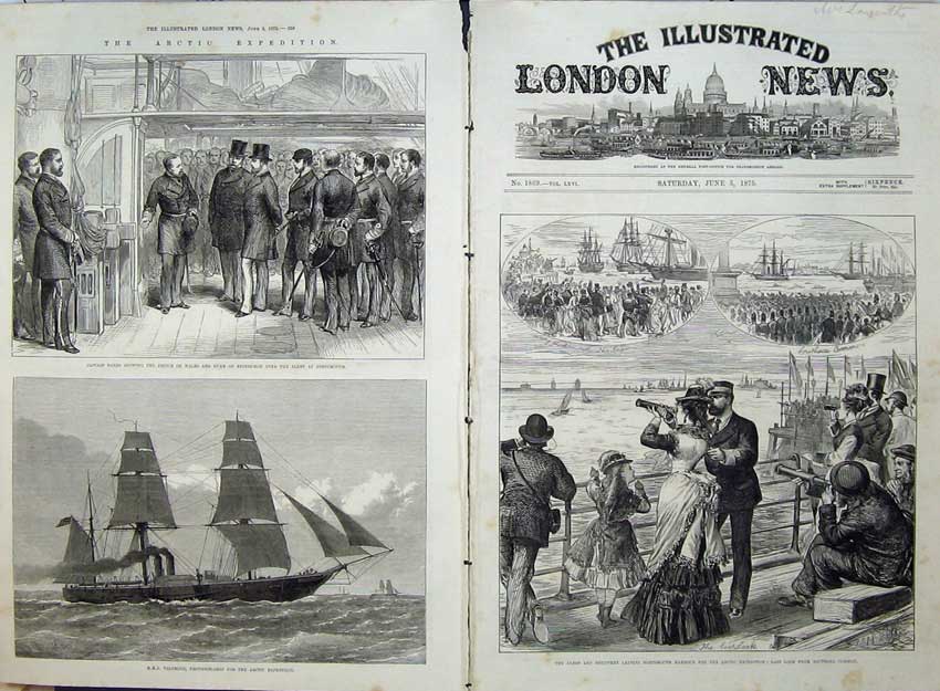 Old Antique Print 1875 Albert Discovery Ship Valorous Duke Edinburgh War 19th