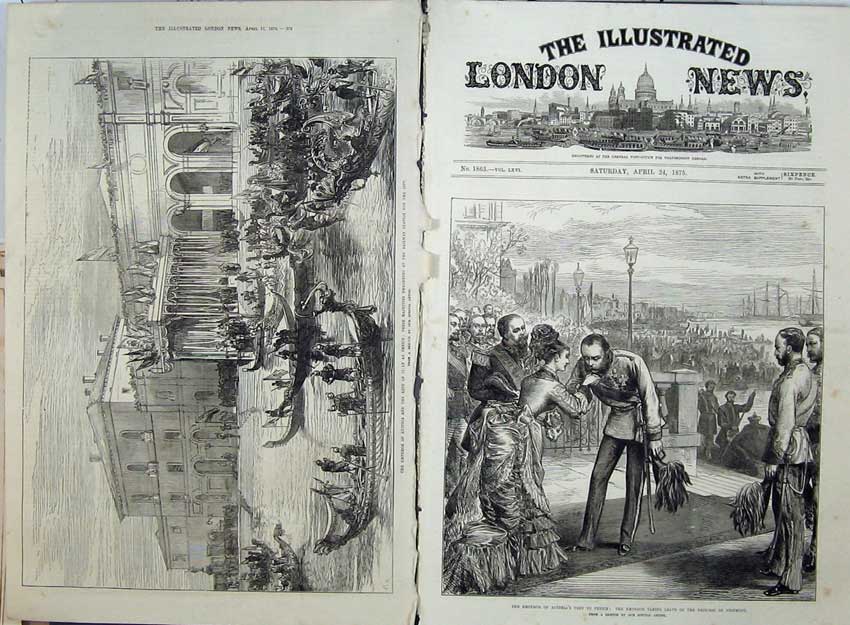 Antique Old Print 1875Emperor Austria King Itlay Venice Princess Piedmont 19th