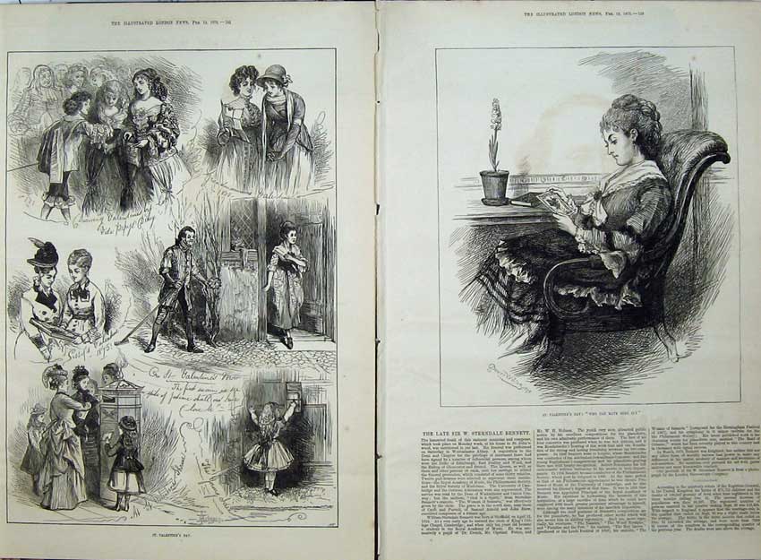 Old Antique Print 1875 Portrait Woman Sitting Chair Valentne'S Day Love 19th