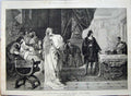 Original Old Antique Print 1875 Casket Scene Merchant Venice Barth Theatre Art