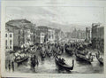 Old Antique Print 1875 Emperor Austria Venice Procession Grand Canal Art 19th