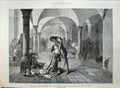 Antique Old Print 1875 Convent San Francesco Sacking Assisi Perugians Art 19th