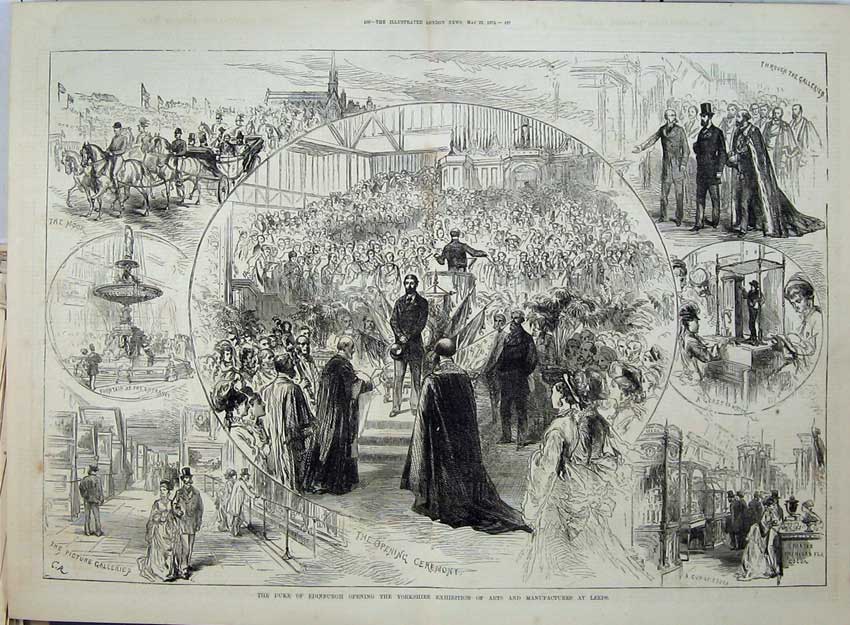 Old Antique Print 1875 Duke Edinburgh Yorkshire Expedition Manufactures 19th