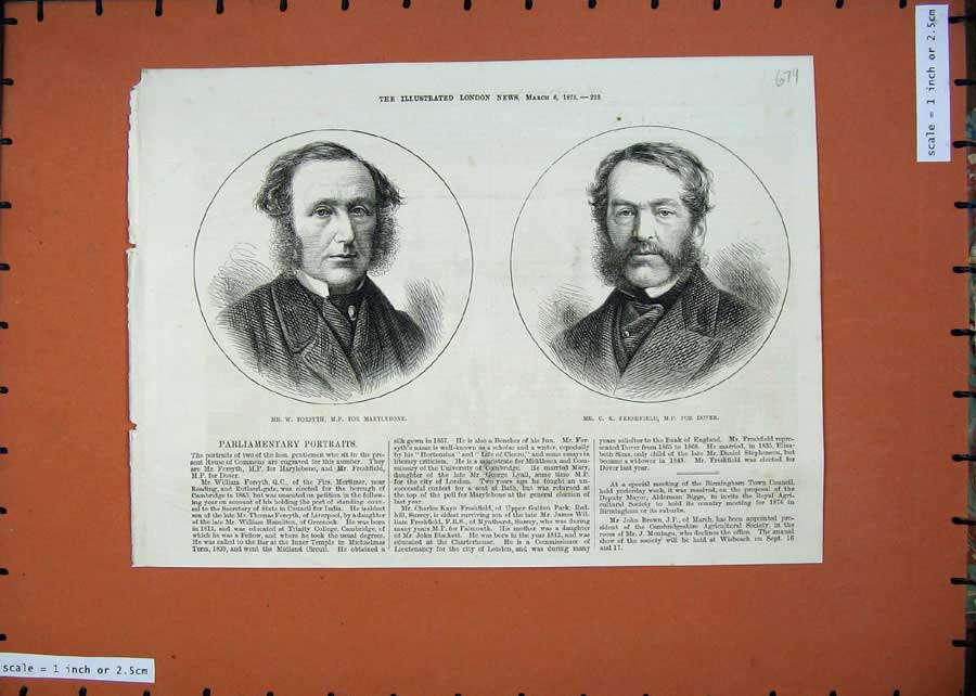 Old Antique Print 1875 Parliament Forsyth Marylebone Frehsfield Dover Men 19th