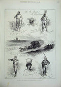 Old Antique Print 1875 War Spain San Sebastian Horse Waggon Army Musket 19th