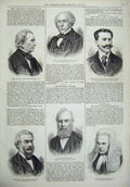 Old Antique Print 1875 Men Vignolles Hewitt Begbie Cave Giffard Willemoes 19th