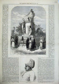 Original Old Antique Print 1875 Cutch Brahmin Marquis Wellesley Monument Bombay