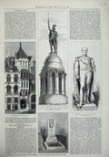 Original Old Antique Print 1875 Tomb Keats Currier'S Hall Monument Mayo Hermann