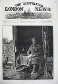 Original Old Antique Print 1875 Fine Art Man Plucking Duck Goose Basket Roberts