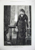 Original Old Antique Print 1875 Fine Art Portrait Lois Lancaster Woman Walker