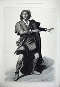Original Old Antique Print 1875 Fine Art Portrait Mr Irving Macbeath Bromley